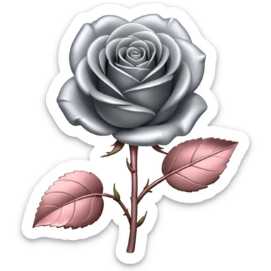 gray metal chrome rose, without green leaves, just flower sticker