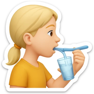 Add a toothbrush to the person rinsing mouth with water, side view, in the style of emoji. Keep the emoji style and no background. sticker