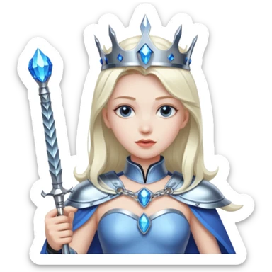 Cyber Queen – holo scepter + chrome belt,Blue Queens. sticker