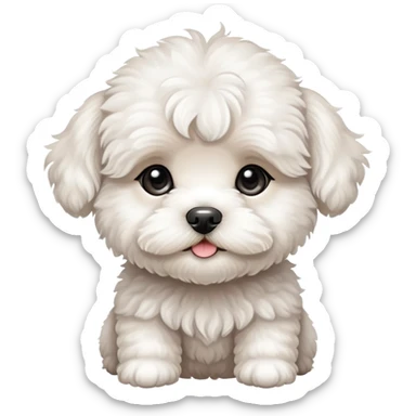 White Maltipoo puppy cute face  sticker