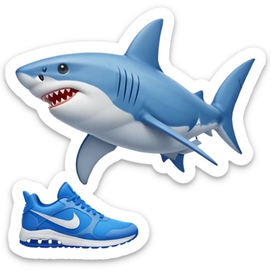 A shark with blue Nike shoes sticker