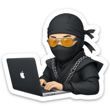 Ninja with sunglasses on laptop sticker