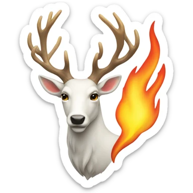 White stag with a flame above head sticker