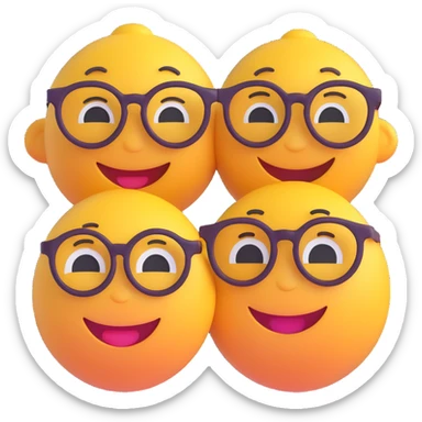 3D smiley emoji, round shape, grandparents with grandchild, colorful, smiling face sticker