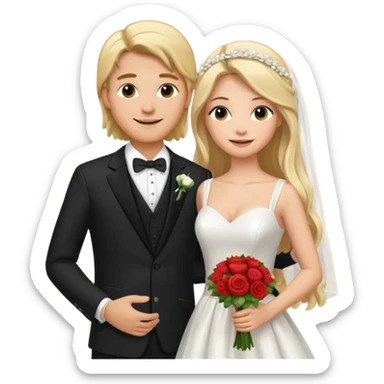 Happy Wedding couple blonde bride long hair and long black hair Chinese groom


 sticker