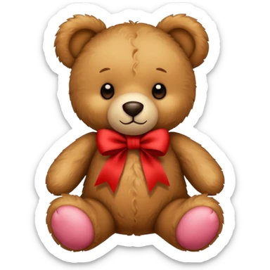 teddy bear with red ribbon sticker