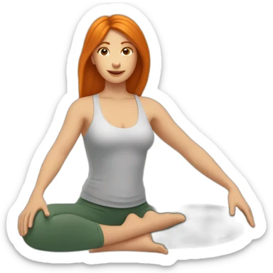 UneFemme rousse qui fait du yoga les yeux fermés sticker