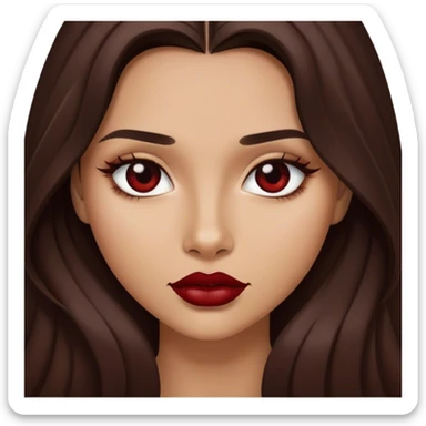 A brunette girl with long hair and dark red lipstick is sexy sticker