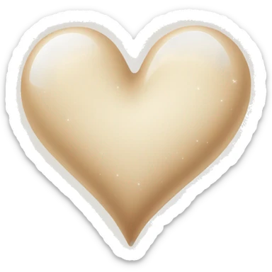 beige and white mix colour heart with little sparkling  sticker
