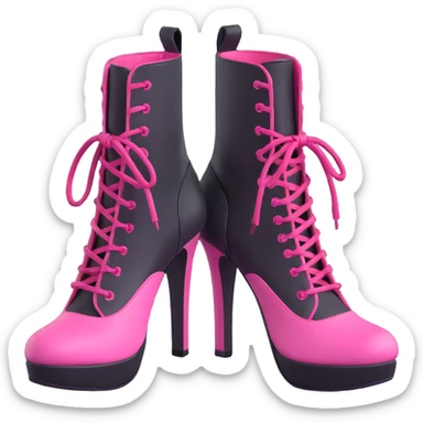 BLACKPINK-inspired gothic shoes, no hearts, black and pink, cute and sticker