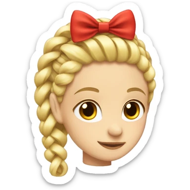 Blonde braid with red bow sticker