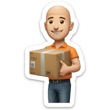 jeff bezos with amazon parcel in his hands sticker