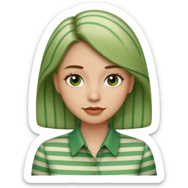 woman with green Striped Shirt not a t shirt sticker