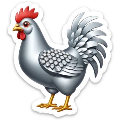 metal chicken with diamond bits sticker