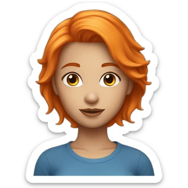 Beatiful girl with orange hair and blu shirt sticker