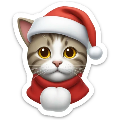 cat wearing santa hat sticker