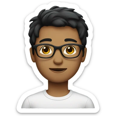 Boy with glasses with black short hair  sticker