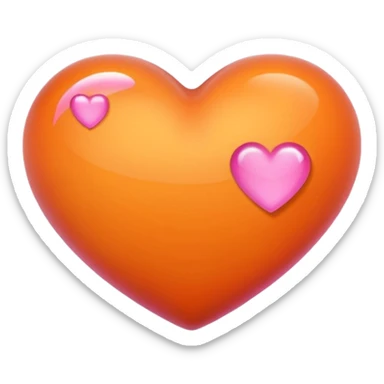 orange heart with pink shadow sticker