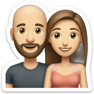 Happy-secret-couple-bald-guy-with-beard-very-short-haired-girl sticker