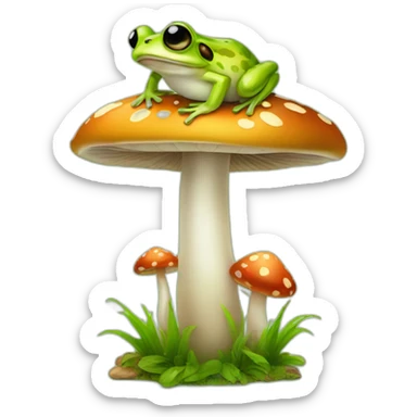 frog on mushroom sticker