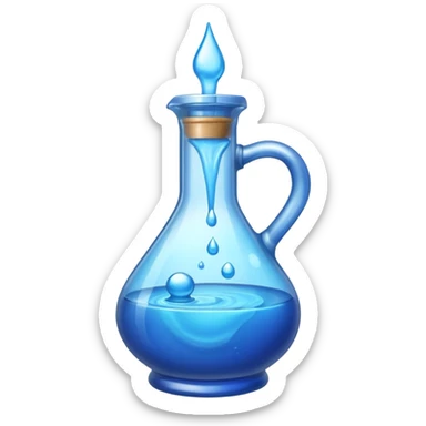 Blue potion bottle open with the liquid falling out (Upside-down with no cork) sticker