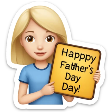 girl holding sign that says happy father’s day sticker