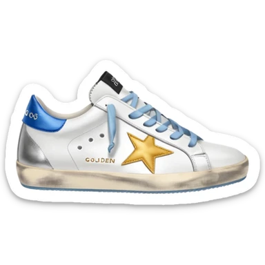 golden goose low sneakers white and silver star sticker