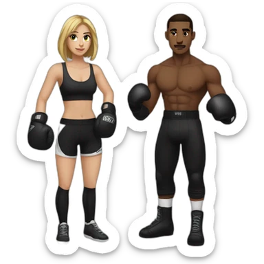 Boxer with his girlfriend but he's skinny and wearing black gloves sticker