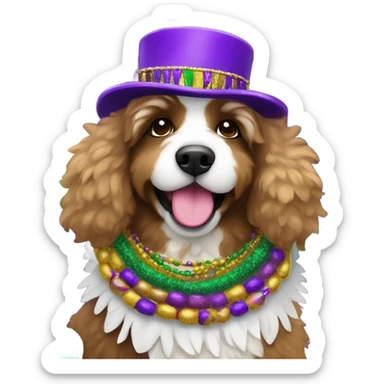 Bernedoodle dressed for Mardi Gras sticker