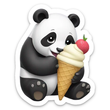 Panda eating ice cream sticker