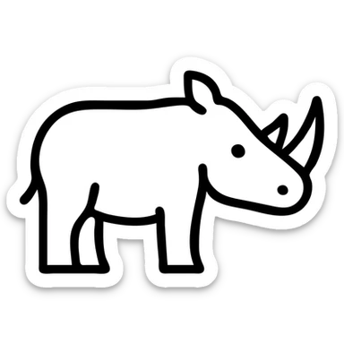 simple rhinoceros icon, minimalist and bold, clean black outlines, no fill, modern icon style sticker