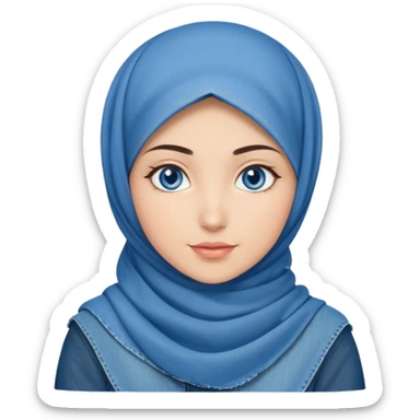 Turkish beautiful finish Konya girl blue eyes with denim hijab dress and ramadan background  sticker