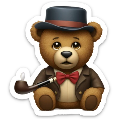 Teddy bear with a Tobacco pipe sticker