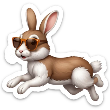 Running rabbit with sunglasses. Side profile sticker