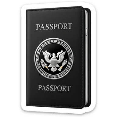 black passport with silver details sticker