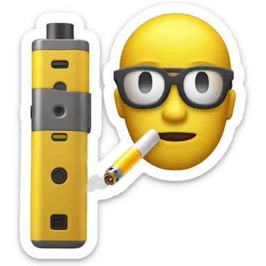 Yellow original emoji with vaping device  sticker