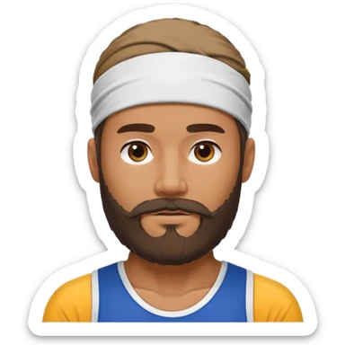 man bearded sport headband sticker