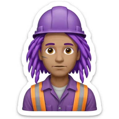 construction worker very dreadlocked purple haired man  sticker