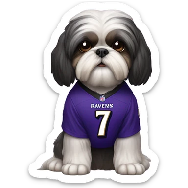 Shih tzu with a ravens jersey on sticker