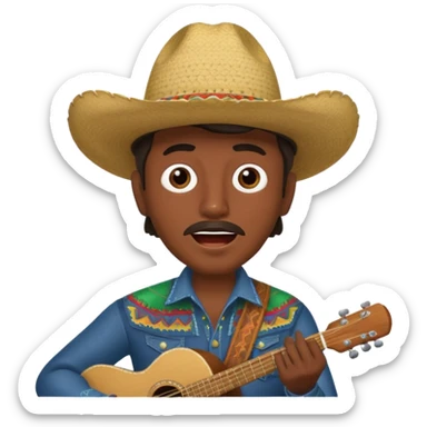 Mexican man with cowboy hat, singing  sticker