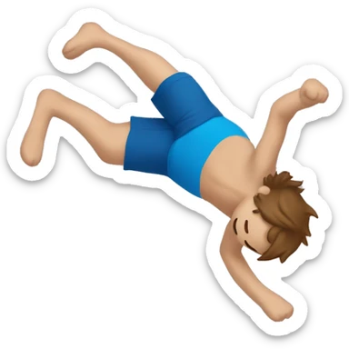 A white person with brown hair and blue t-shirt on  doing a backflip sticker