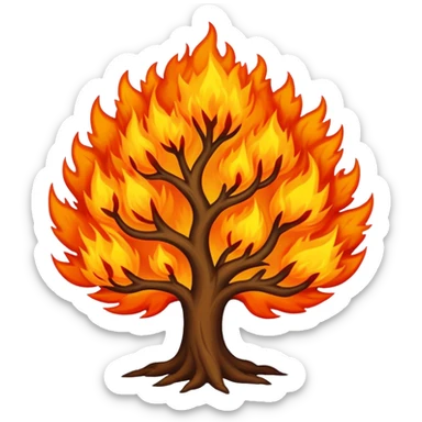 Burning bush with bright orange flames sticker