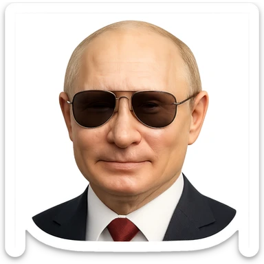 photorealistic portrait of Putin with aviator sunglasses, emoji style, no background sticker