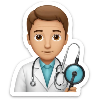 Doctor holding a colonoscopy scope sticker