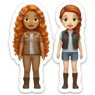 Best friends ginger girl and brunette girl sticker