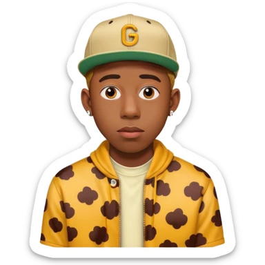 Tyler the Creator rapper with his distinctive style and colorful outfits sticker
