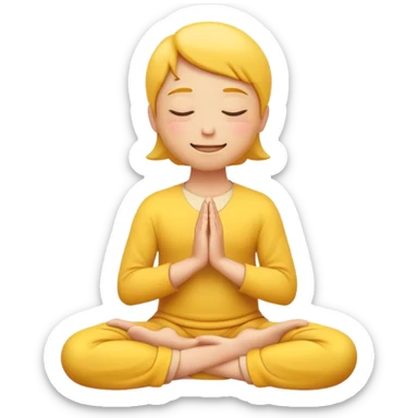 classic yellow emoji meditating, hands resting on knees, eyes closed, serene smile sticker
