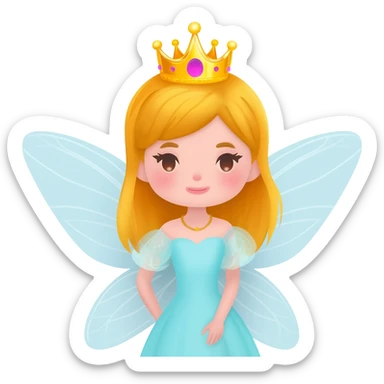 cartoon about a fairy princess with a crown sticker