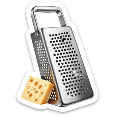 Cheese grater with grated cheese sticker
