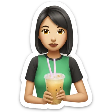 Girl drinking Boba  sticker